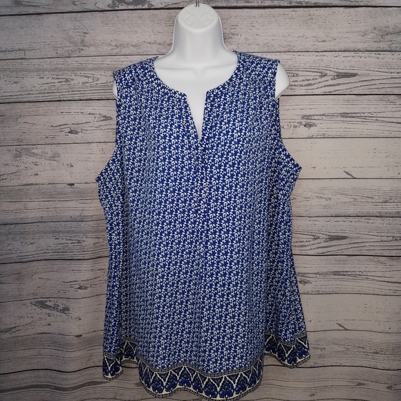 Dalia Tops - Dalia Blue Sleeveless Blouse Top Womens Size 1X